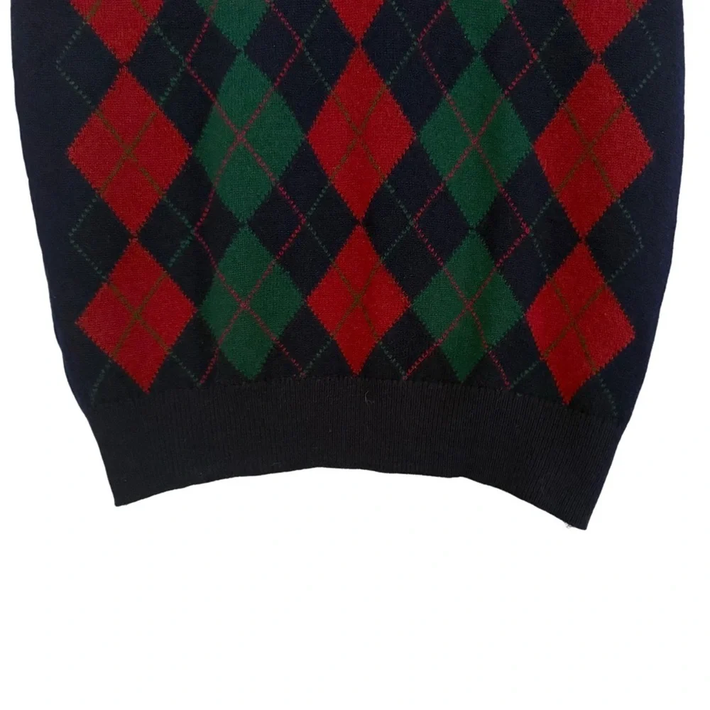 Lord Jeff Academia Preppy Scotland Lambswool Argyle Sweater Vest Blue Red Green